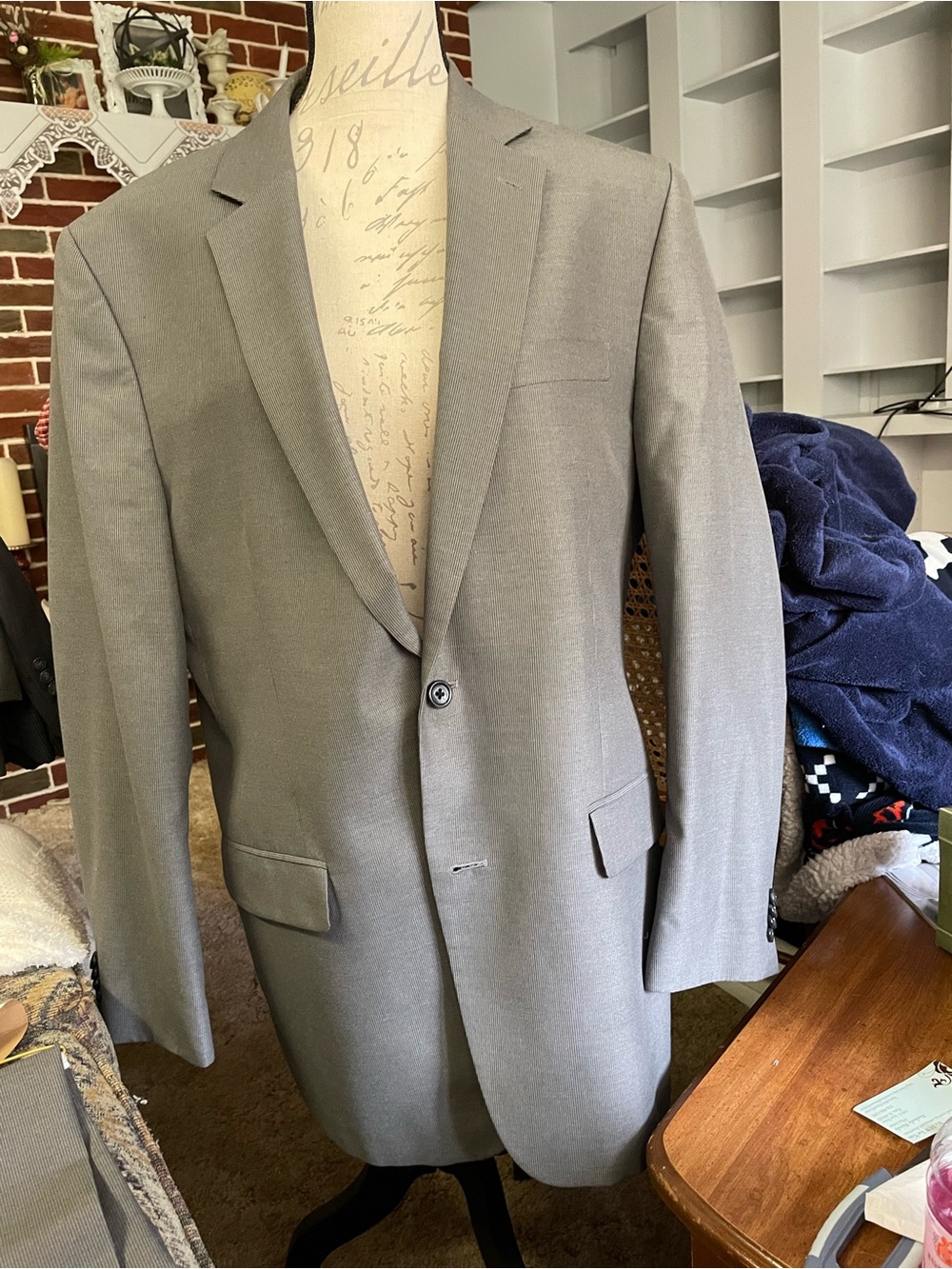 Michael Kors Light Gray Single-Button Wool Blend Suit Jacket with matching pants
